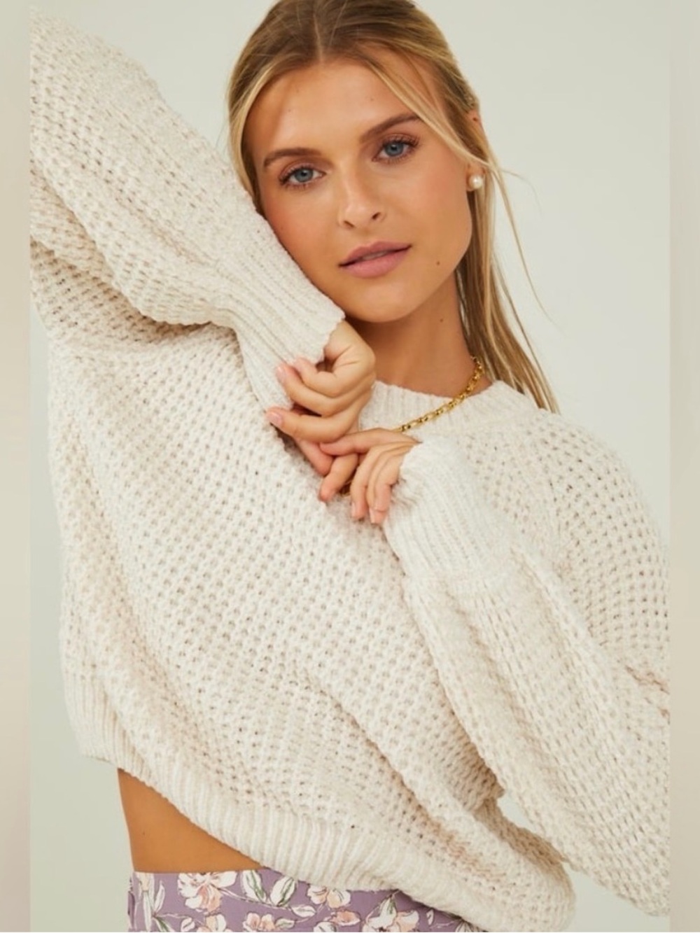 Altar'd State Cream Knit Sweater